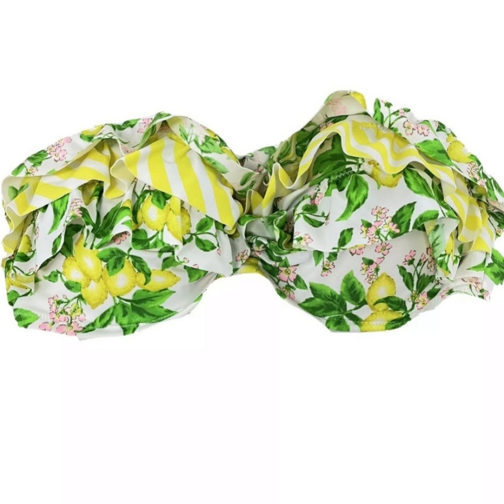 🍄3/$20🍄VS push up strapless bikini top ruffles lemon print